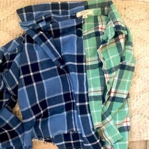 Crop plaid two tone large top
